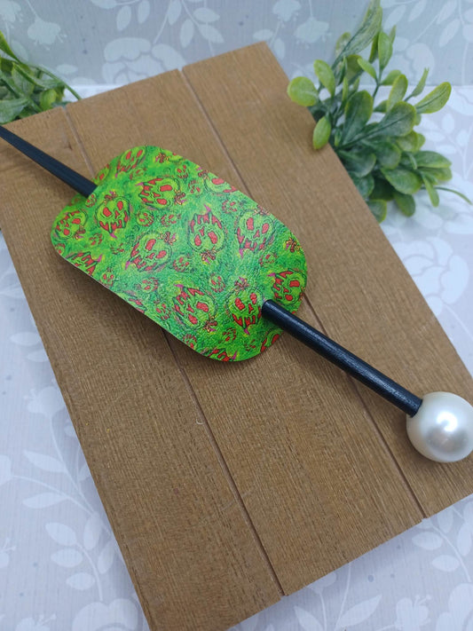 Jack O Lantern Patterned Ponytail Accessory w/ Black Hair Stick