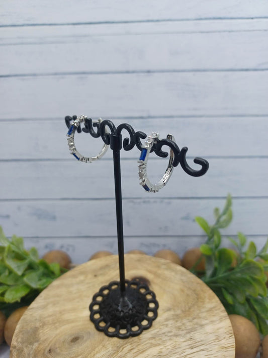 Blue & White Rhinestone Earrings