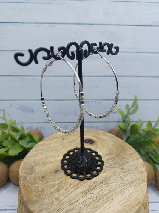 Silver Earrings w/ Silver Beading