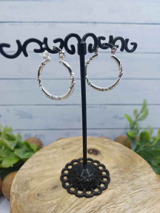 Silver Textured Earrings