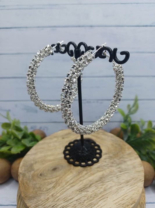 Silver Textured Hoop Earrings