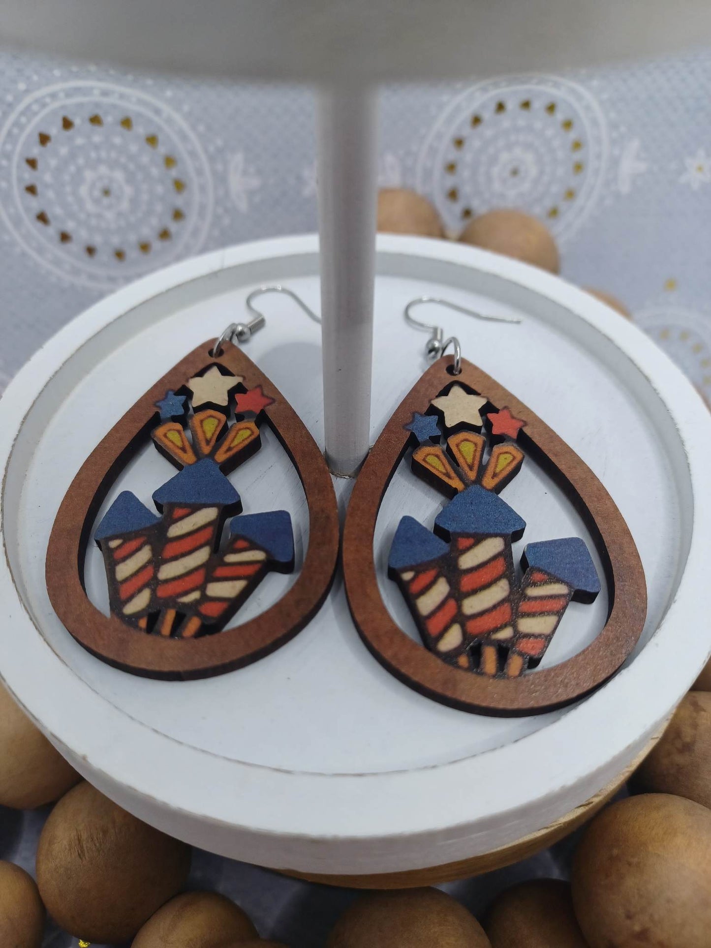 Red, White, & Blue Firework Earrings