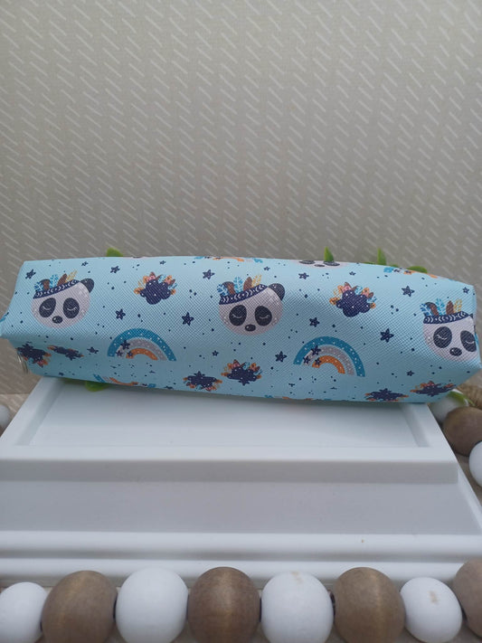 Blue Panda & Rainbow Zipper Pencil Pouch