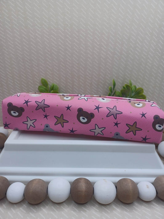 Pink Bear Zipper Pencil Pouch