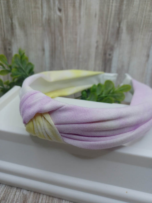Purple & Yellow Tie Dye Top Knot Headband