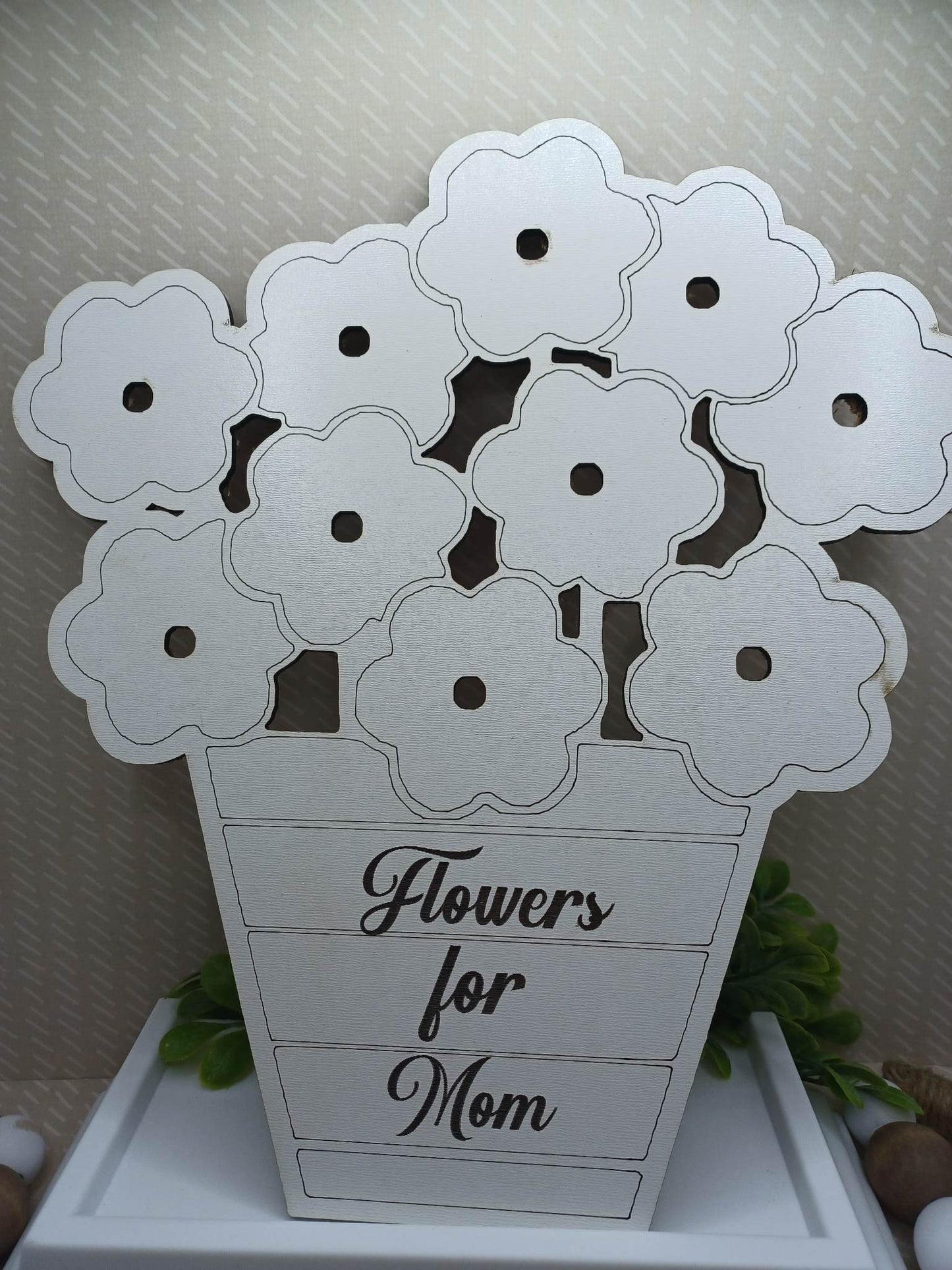 Flowers for Mommy Wooden Sign - White
