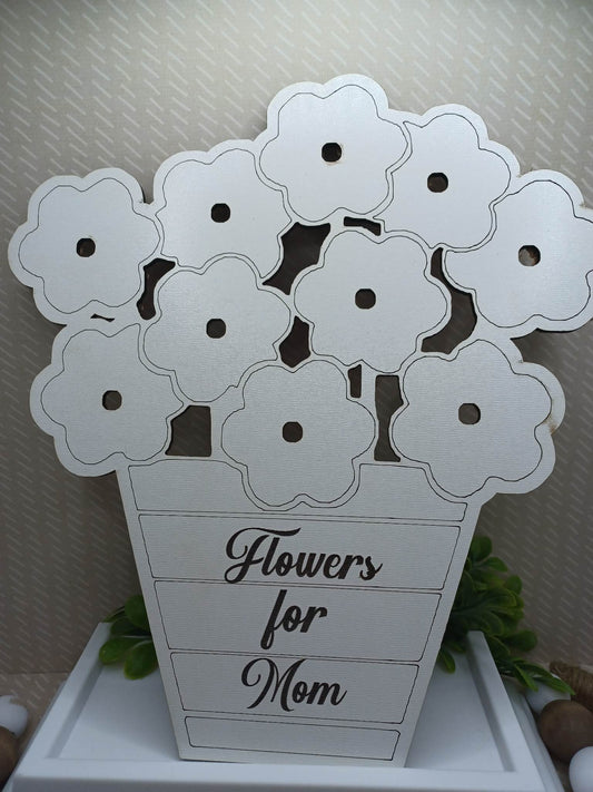 Flowers for Mommy Wooden Sign - White