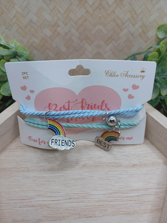 Teal & Blue Woven Best Friend Bracelet Set