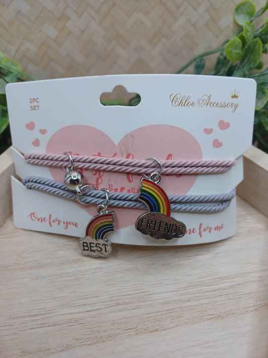 Pink & Ash Purple Woven Best Friend Bracelet Set