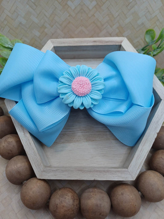 Blue Hair Accessory w/ Blue & Pink Flower