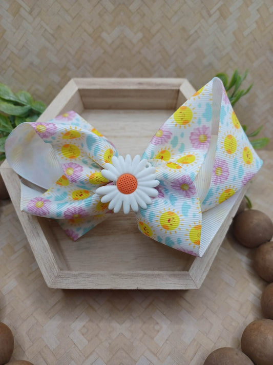 Pink, Blue, & Yellow Hair Accessory w/ Daisy Flower