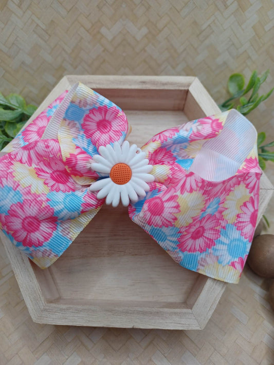 Pink & Blue Hair Accessory w/ Daisy Flower