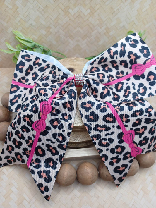 Leopard Print Hair Accessory w/ Hot Pink Accent & Rhinestone Detail