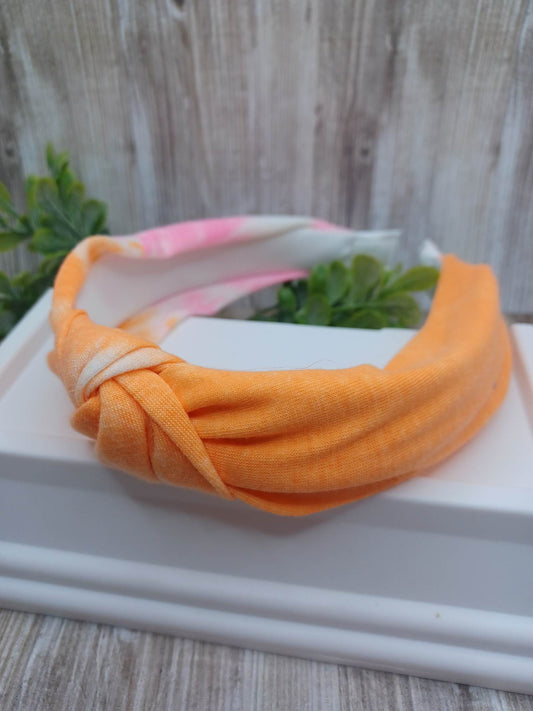 Orange & Pink Tie Dye Top Knot Headband