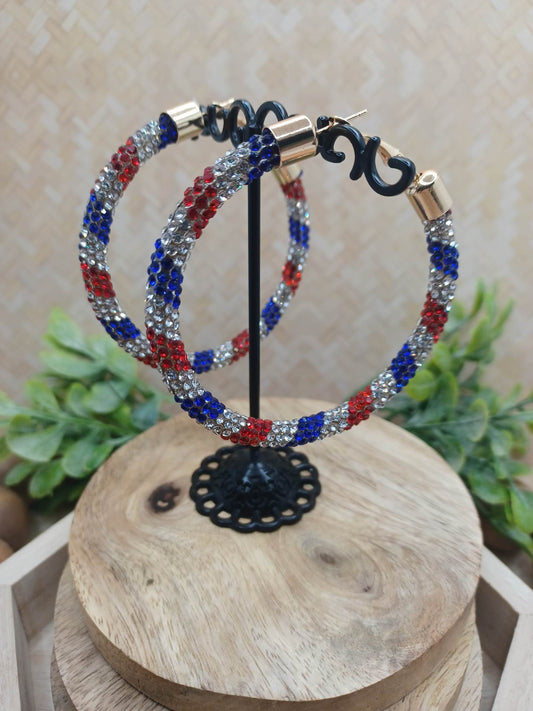 Red, White, & Blue Rhinestone Earrings