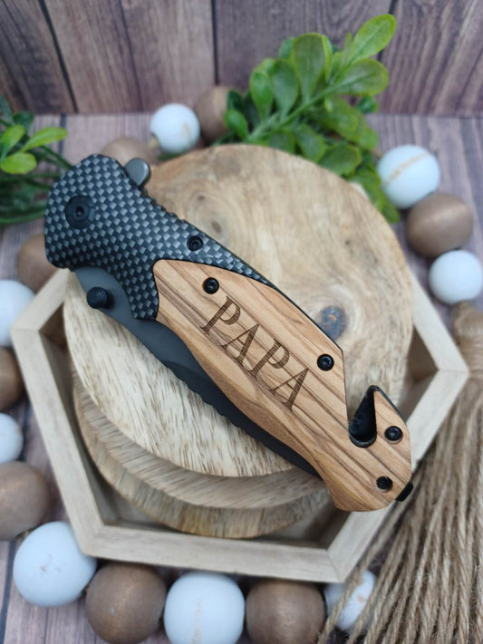 PREORDER - Papa Wooden Engraved Utility Knife