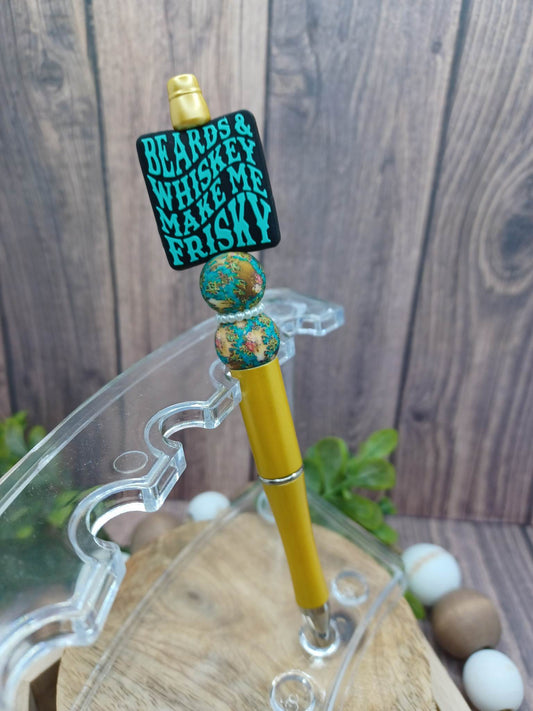 Beards & Whiskey Make Me Frisky Beaded Ink Pen
