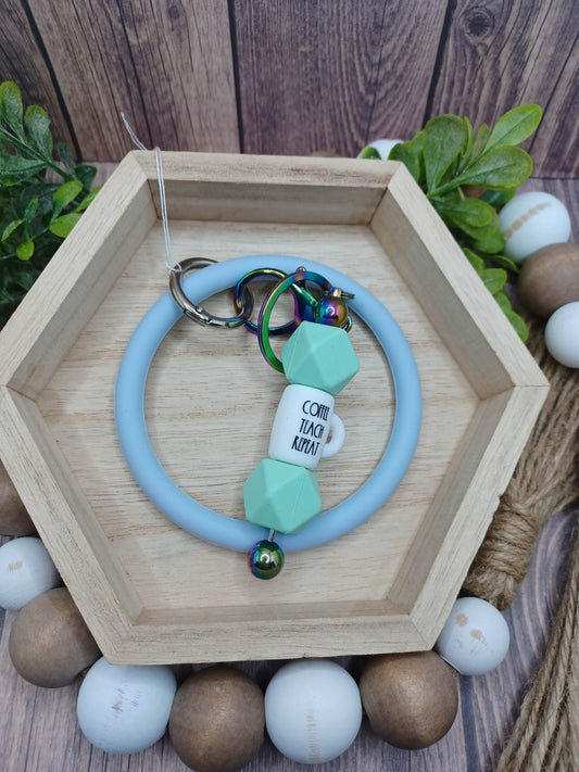 Coffee, Teach, Repeat Wristlet & Keychain Set