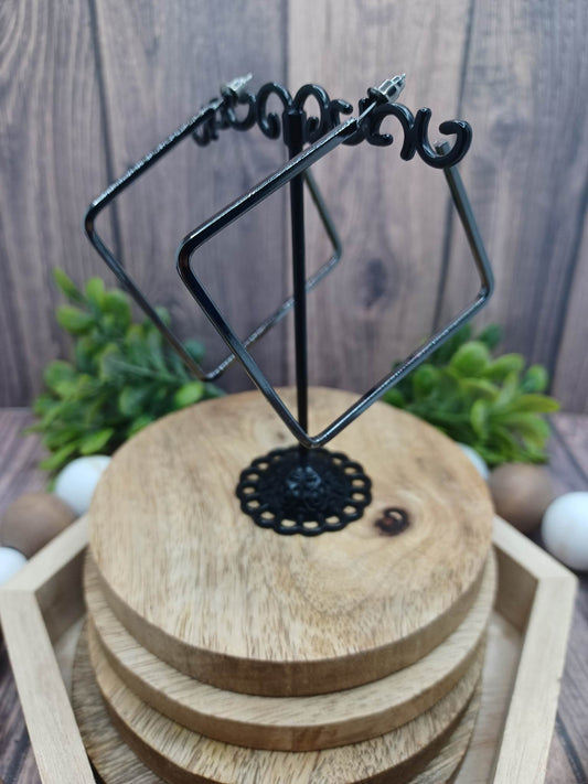 Gunmetal Square Shaped Earrings