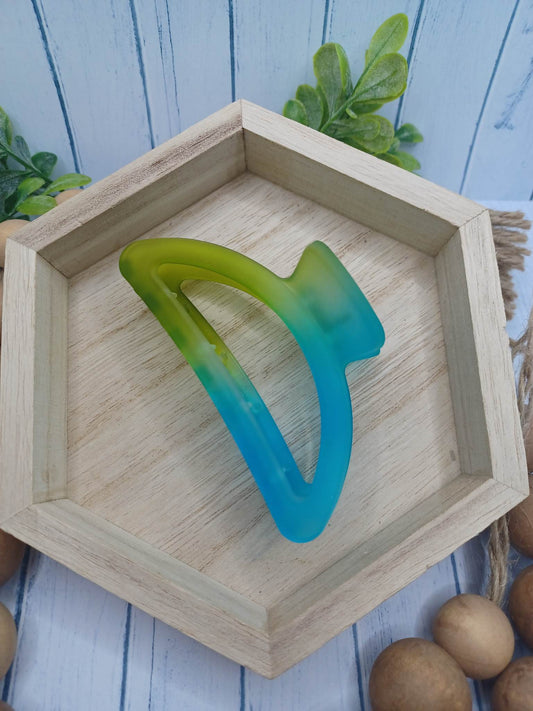 Green to Blue Ombre Hair Claw Clip