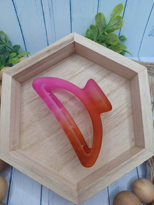 Pink to Orange Ombre Hair Claw Clip