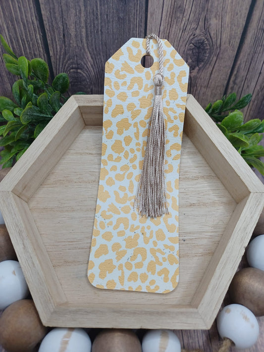 Blonde Cheetah Print Leather Style Bookmark w/ Tassel