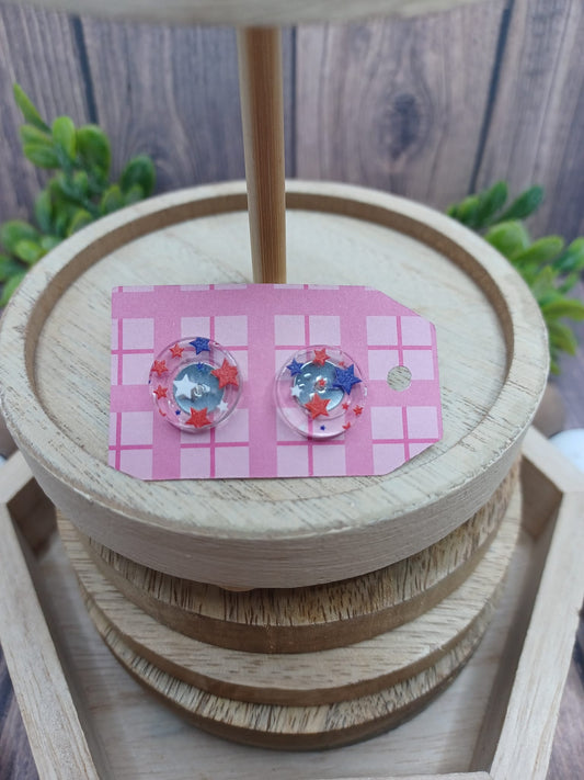 Red, White, & Blue Star Acrylic Style Earrings
