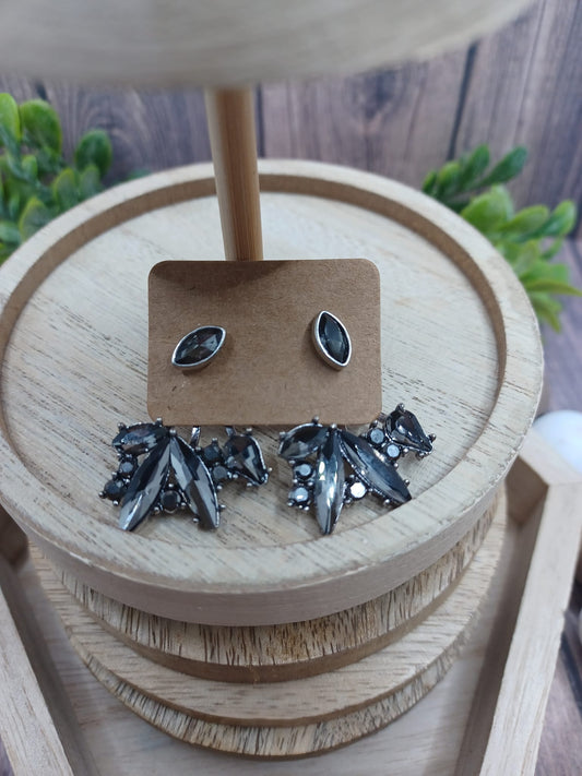 Rock Rhinestone Style Jacket Earrings
