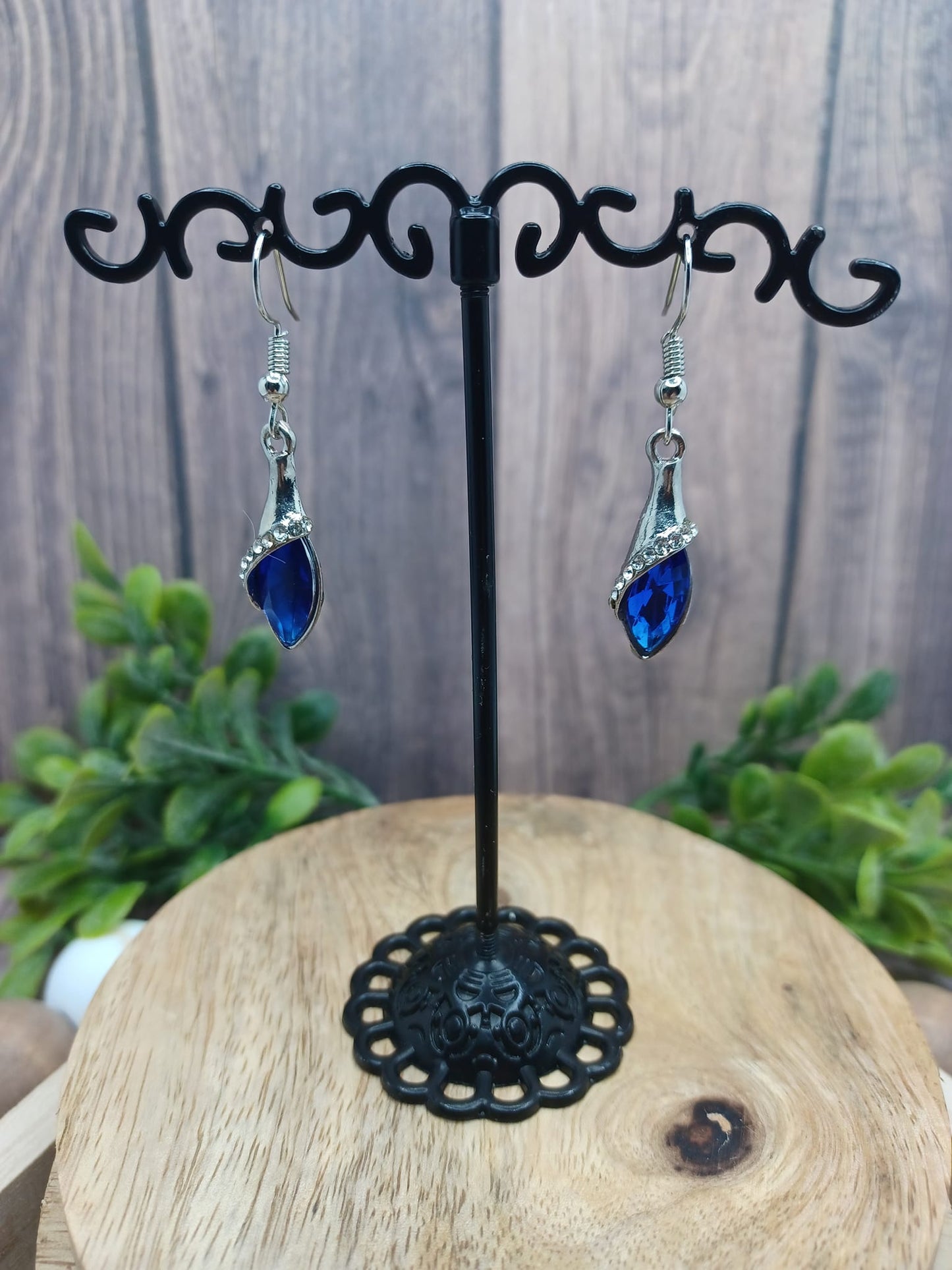 Blue Dainty Rhinestone Drop Earrings