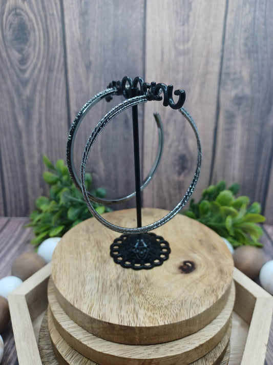 Gunmetal Textured & Twisted Earrings