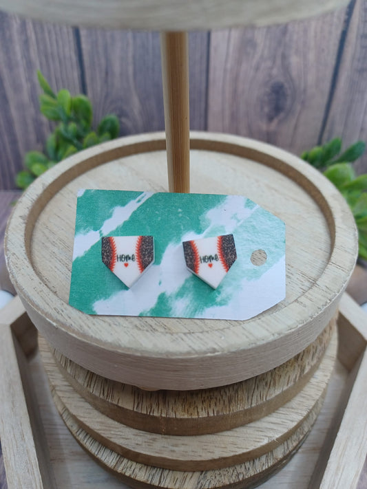Leopard Print Home Plate Baseball Earrings