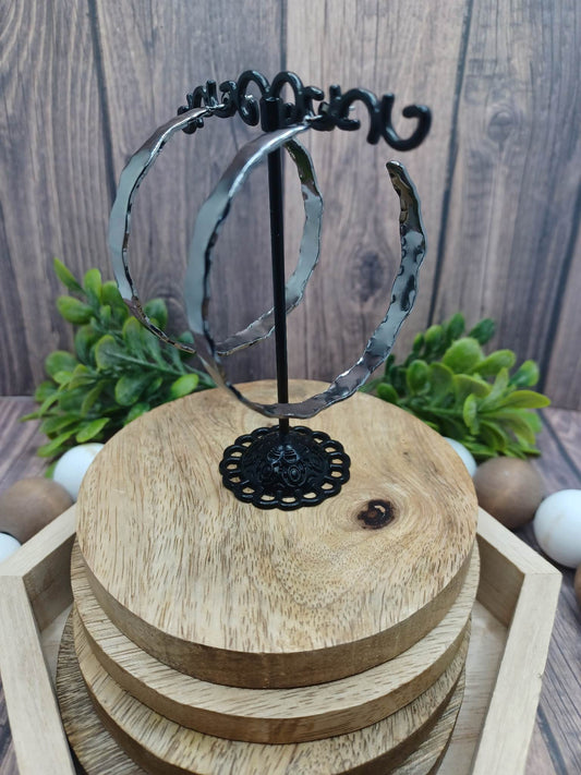 Gunmetal Scalloped Edged Earrings