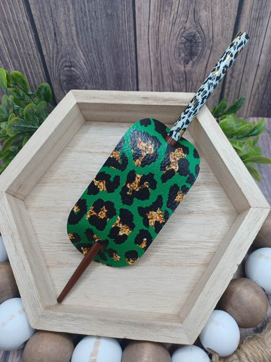 Green & Gold Leopard Patterned Hair Accessory