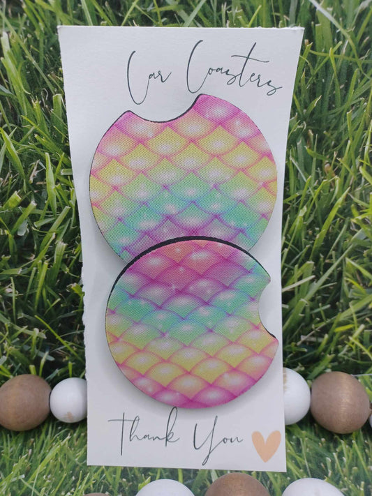 Mermaid Multicolored Car Coaster Set