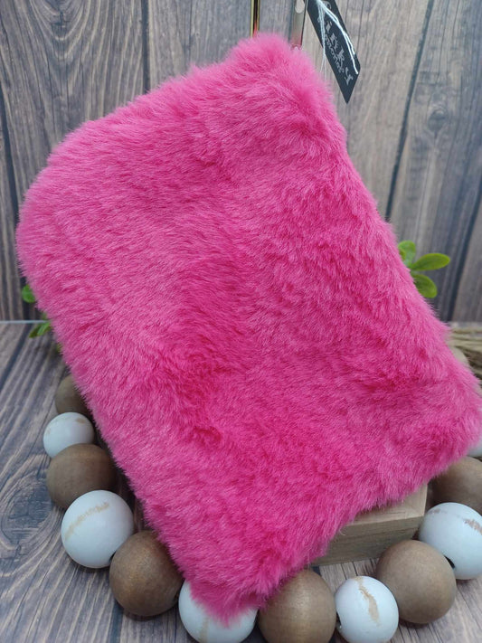 Hot Pink Fuzzy Zipper Bag