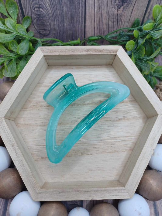 Ombre Teal Half Moon Jaw Clip