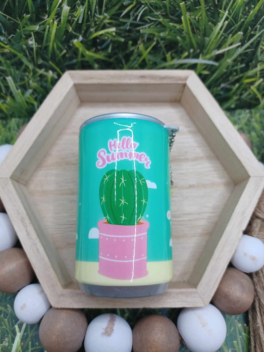 Hello Summer Cactus Wet Wipe Can Keychain