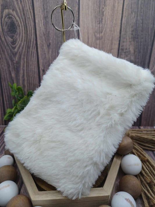 White Fuzzy Zipper Bag