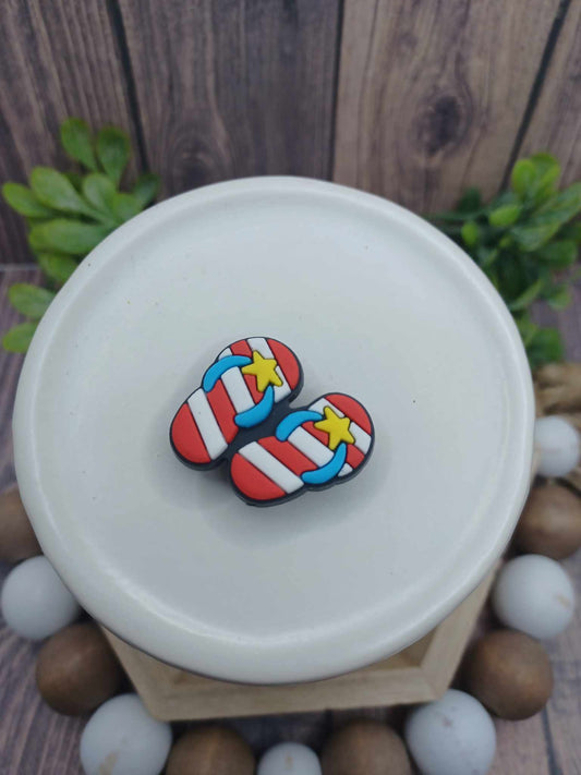 Red, White, & Blue Flip Flop Shoe Charm Accessory