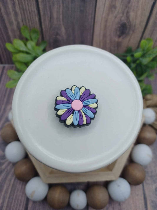 Purple, Blue, & White Flower Shoe Charm Accessory