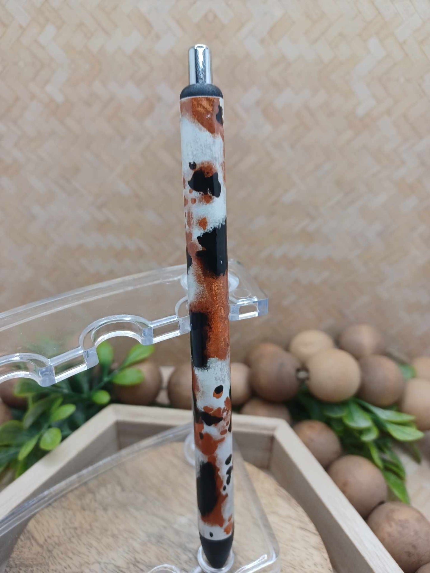 Black & Brown Cow Print Ink Pen