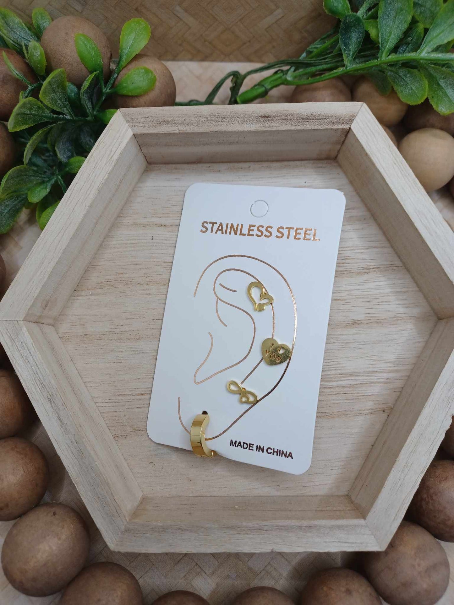 Gold Heart & Infinity Earring Set