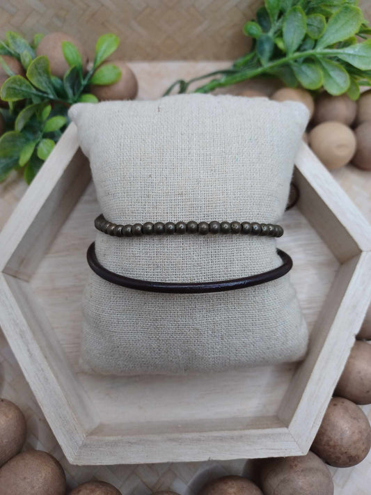 Leather & Beaded Layered Bracelet