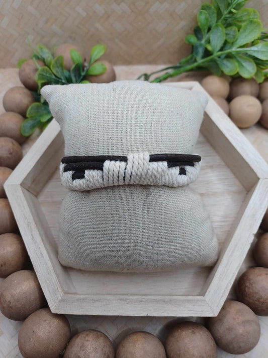 Leather & Twin Stacked Style Bracelet