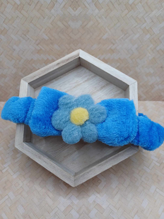 Blue Flower Plush Spa Headband