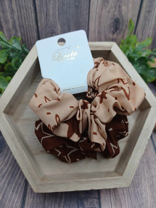Star Scrunchie Set - Dark & Light Brown