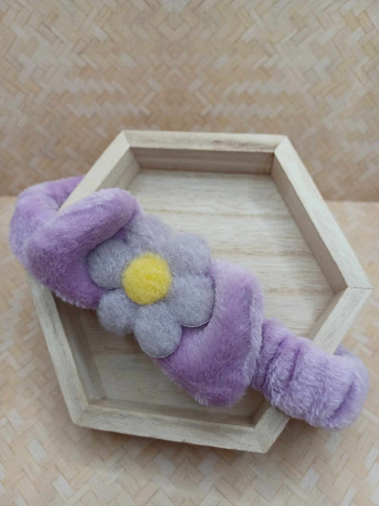 Purple Flower Plush Spa Headband