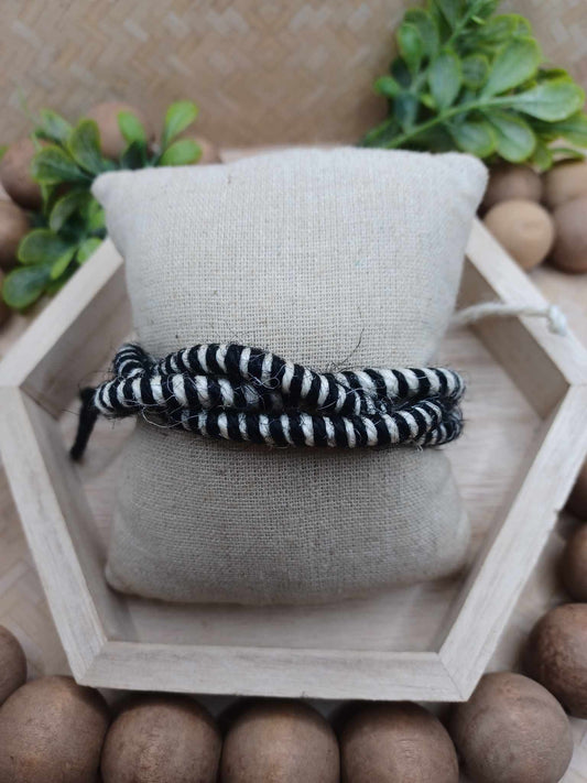 Black & White Twine Wrapped Bracelet