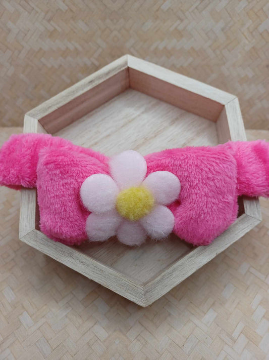 Hot Pink Flower Plush Spa Headband