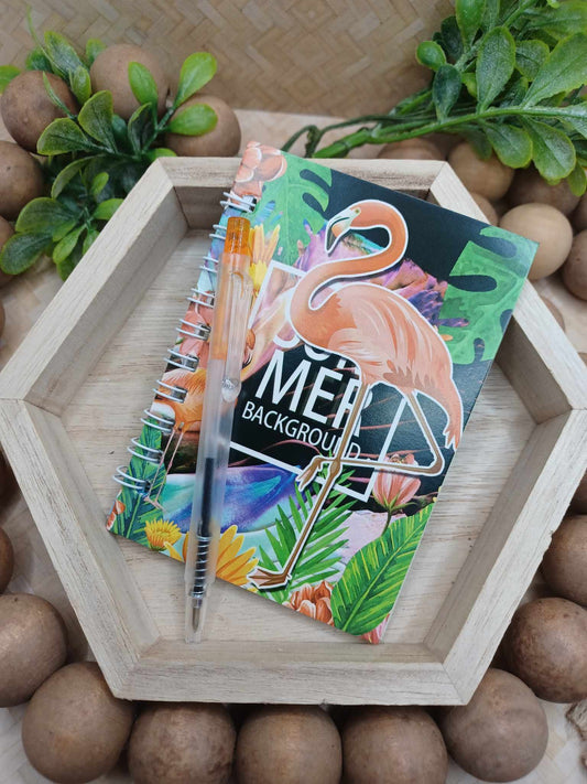 Black Tropical Flamingo Notebook & Pen Set